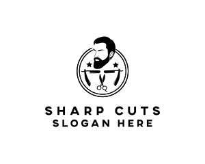 Hipster Man Barber logo design