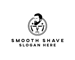 Hipster Man Barber logo design