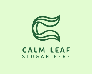 Natural Organic Leaf C Outline logo design