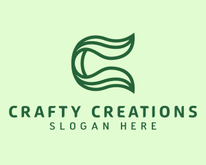 Natural Organic Leaf C Outline logo design