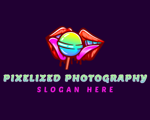 Seductive Lips Lollipop logo design