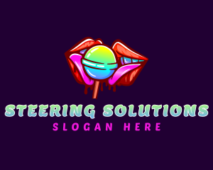 Seductive Lips Lollipop logo design