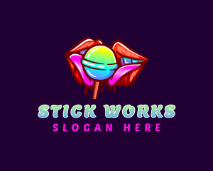 Seductive Lips Lollipop logo design