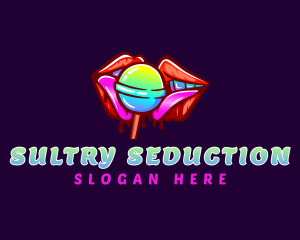 Seductive Lips Lollipop logo design