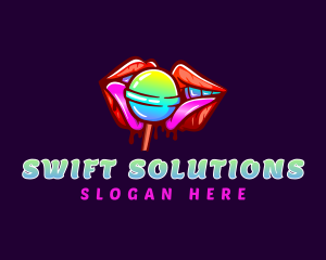 Seductive Lips Lollipop logo design