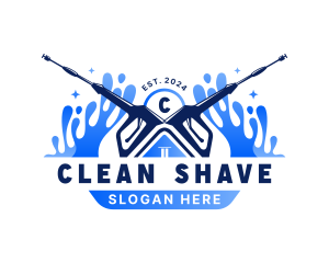 Pressure Washer Water Cleaning logo design