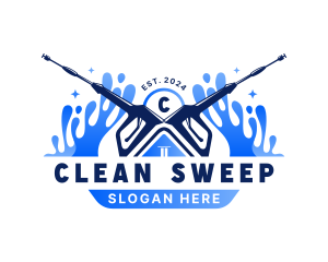 Pressure Washer Water Cleaning logo design