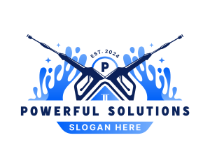 Pressure Washer Water Cleaning logo design