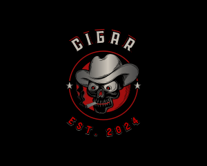 Skull Hat Smoking logo design