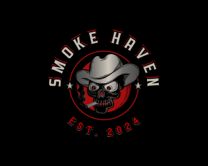 Skull Hat Smoking logo design