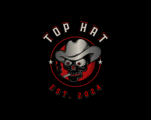 Skull Hat Smoking logo design