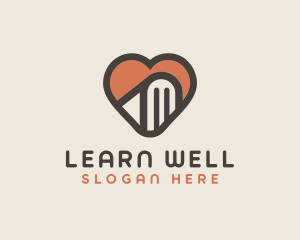 Heart Book Learning logo design