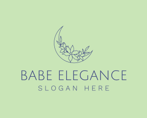 Elegant Floral Moon logo design