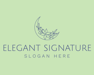 Elegant Floral Moon logo design