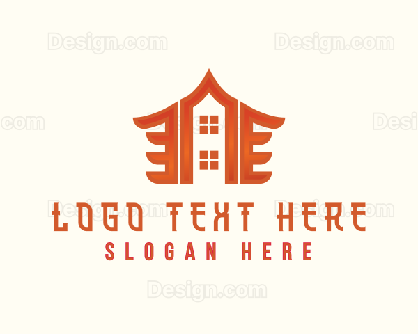 Asian House Roof Oriental Logo