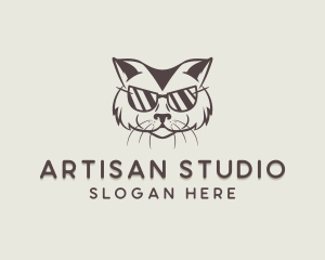 Shades Cat Hipster logo design