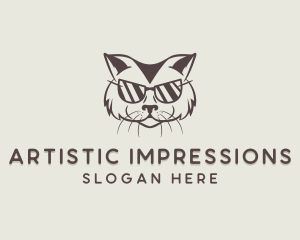 Shades Cat Hipster logo design