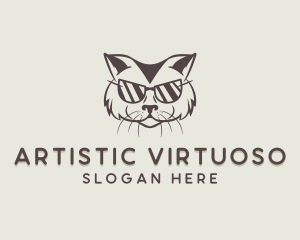 Shades Cat Hipster logo design