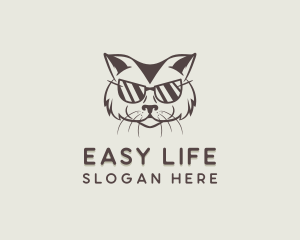 Shades Cat Hipster logo design