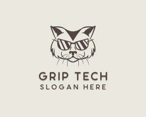 Shades Cat Hipster logo design