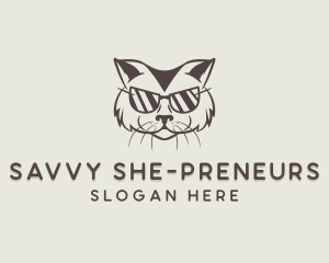 Shades Cat Hipster logo design