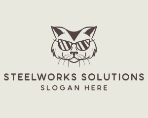 Shades Cat Hipster logo design