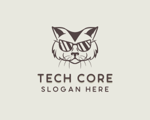 Shades Cat Hipster logo design