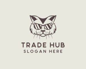 Shades Cat Hipster logo design