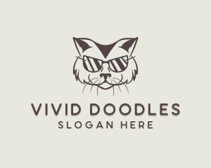 Shades Cat Hipster logo design