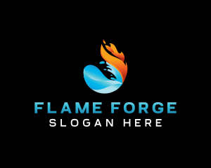 Water Flame Element logo design