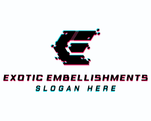 Cyber Glitch Letter E logo design