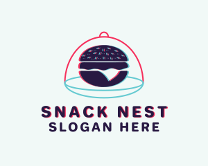 Glitch Cheeseburger Snack logo design