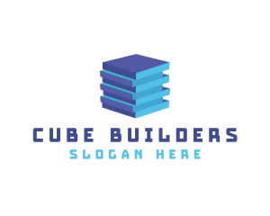 Construction Bricks Cube logo design