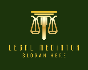 Gold Justice Scale Notary logo design