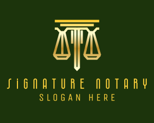 Gold Justice Scale Notary logo