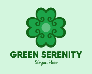 Green Clover Hearts logo design