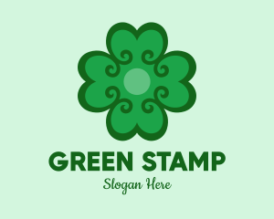 Green Clover Hearts logo design