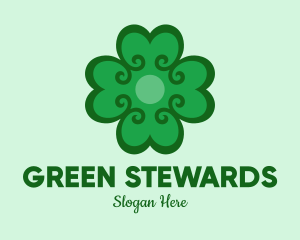 Green Clover Hearts logo design