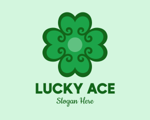 Green Clover Hearts logo design