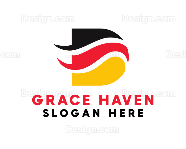 German Flag Letter D Logo