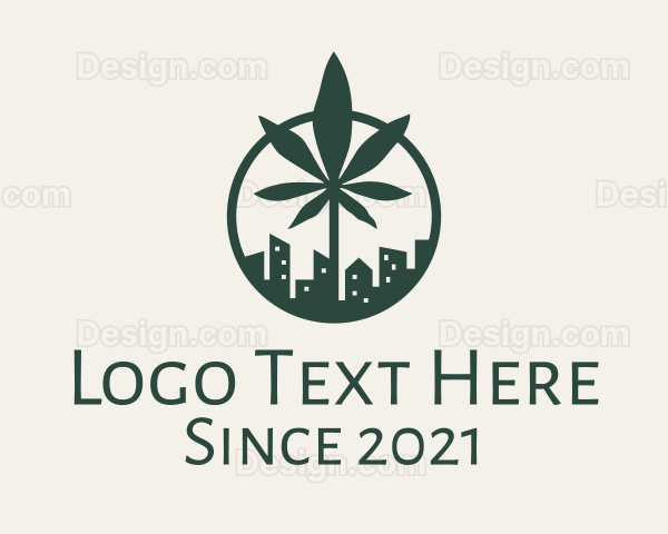 Marijuana Leaf City Logo