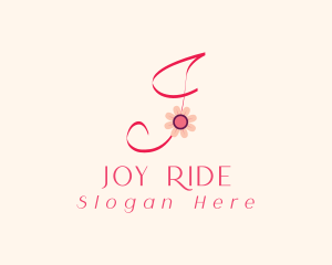 Pink Flower Letter J logo design