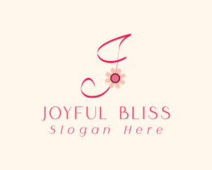 Pink Flower Letter J logo design