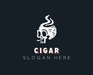 Skull Cigarette Smoking logo design