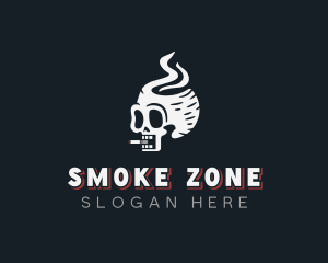 Skull Cigarette Smoking logo design