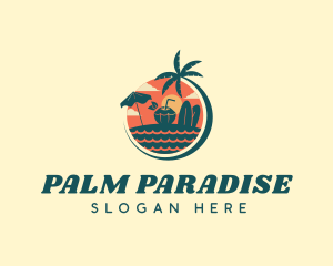 Coconut Palm Tree Beach logo design