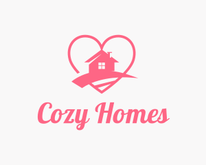 Pink Heart Home logo design