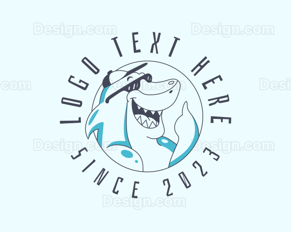 Surfer Shark Travel Logo