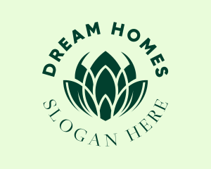Green Botanical Lotus  Logo
