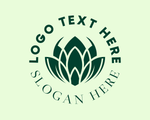 Green Botanical Lotus  Logo